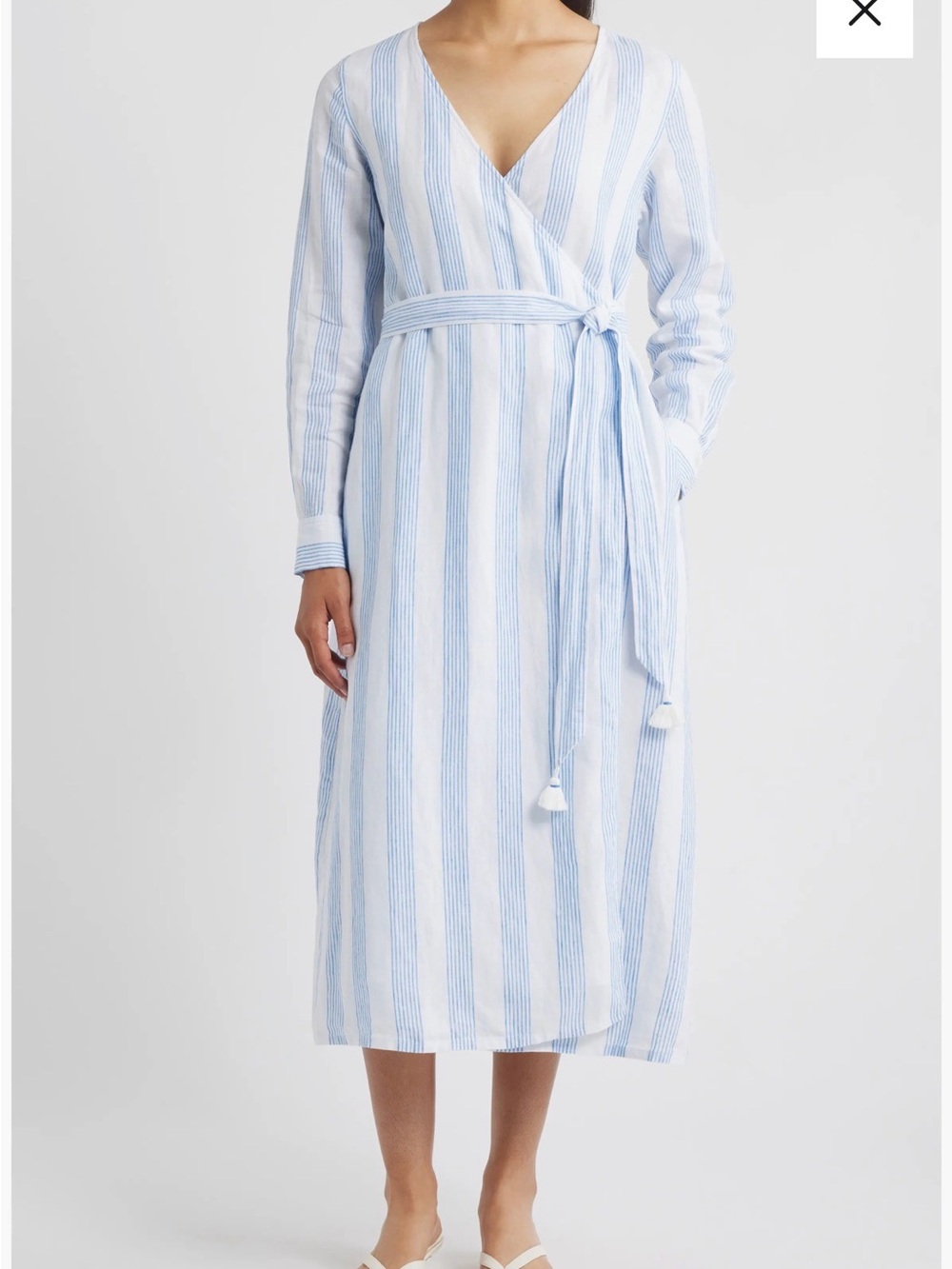 Tommy Bahama Linen Wrap Dress NWT Blue/White Stripe XL Resort Wear Cover Up